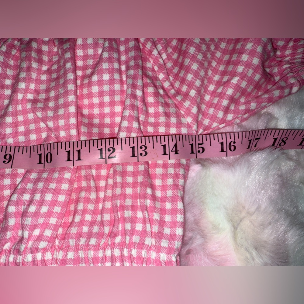 ❤️🔥EUC 100% Cotton Chic Pink Checkered Cropped Blouse - Picture 8 of 12